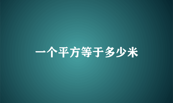 一个平方等于多少米