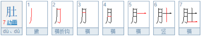 “肚”的笔顺