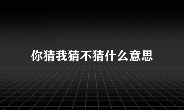 你猜我猜不猜什么意思