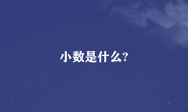 小数是什么?