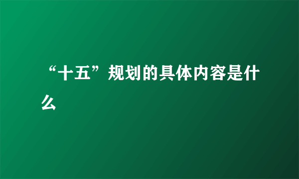 “十五”规划的具体内容是什么