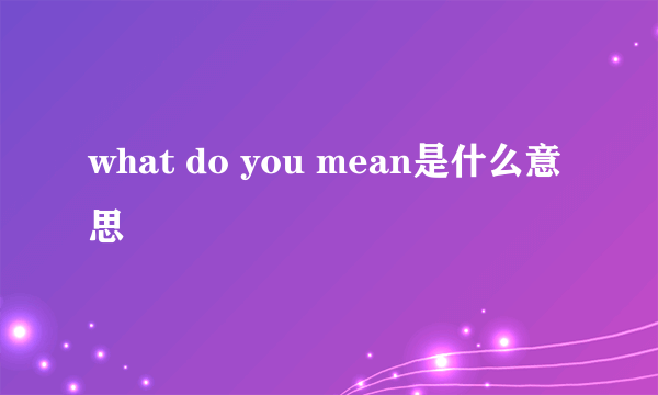 what do you mean是什么意思