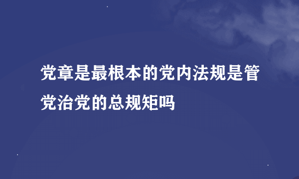 党章是最根本的党内法规是管党治党的总规矩吗