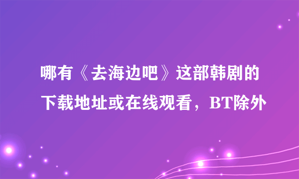 哪有《去海边吧》这部韩剧的下载地址或在线观看，BT除外