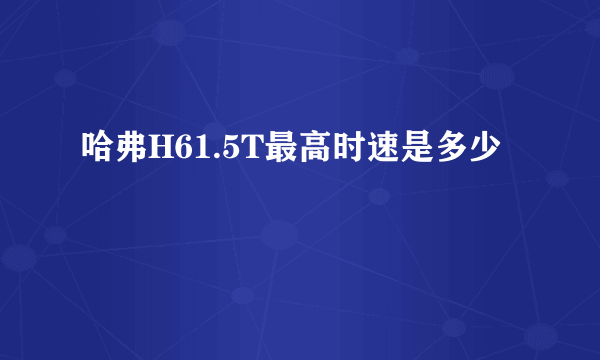 哈弗H61.5T最高时速是多少