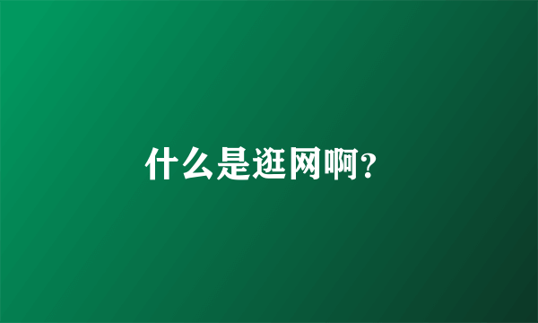 什么是逛网啊？