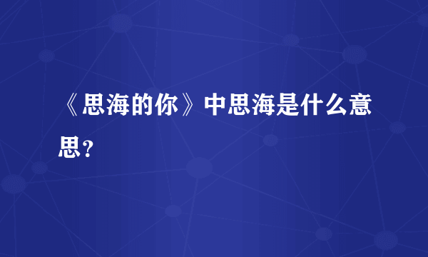 《思海的你》中思海是什么意思？