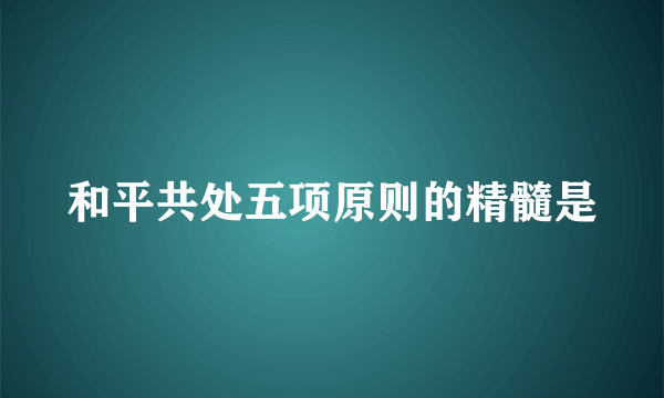 和平共处五项原则的精髓是