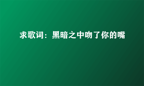 求歌词：黑暗之中吻了你的嘴