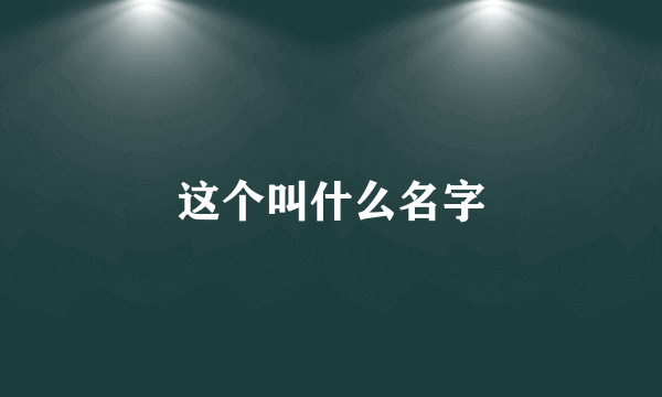 这个叫什么名字