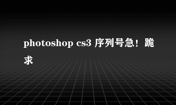 photoshop cs3 序列号急！跪求