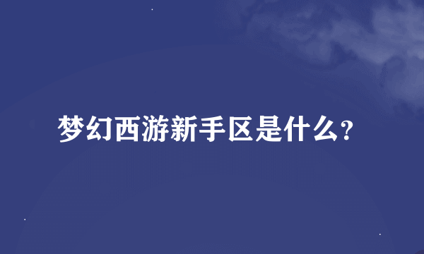 梦幻西游新手区是什么？