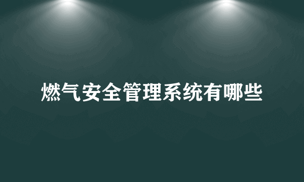 燃气安全管理系统有哪些