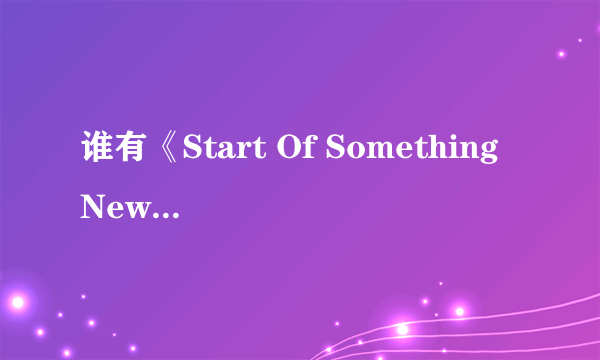 谁有《Start Of Something New》的歌词