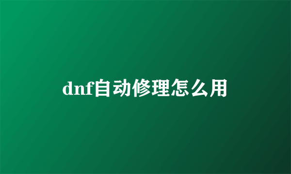 dnf自动修理怎么用