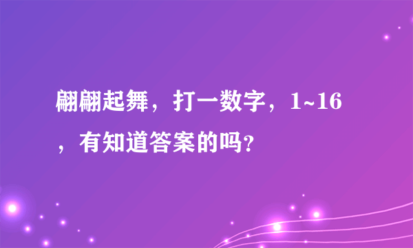 翩翩起舞，打一数字，1~16，有知道答案的吗？