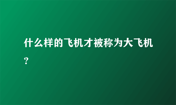 什么样的飞机才被称为大飞机？