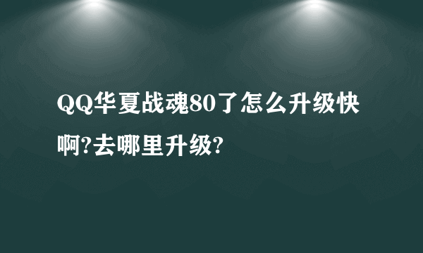 QQ华夏战魂80了怎么升级快啊?去哪里升级?