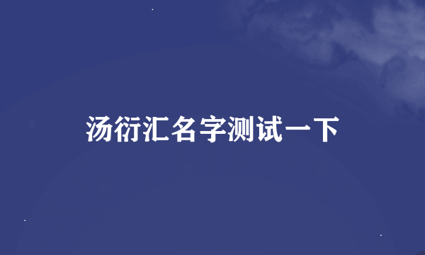 汤衍汇名字测试一下