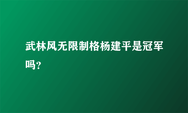 武林风无限制格杨建平是冠军吗？