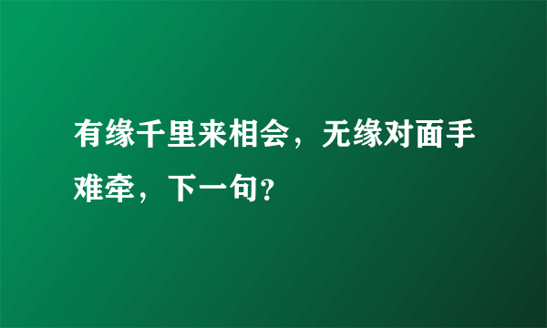 有缘千里来相会，无缘对面手难牵，下一句？