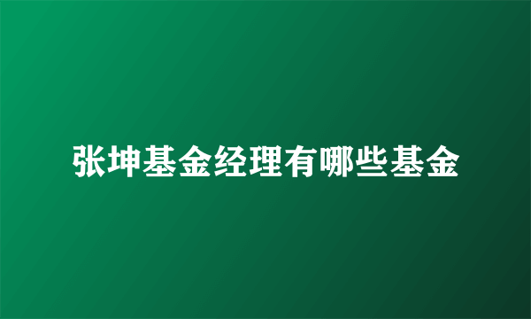 张坤基金经理有哪些基金