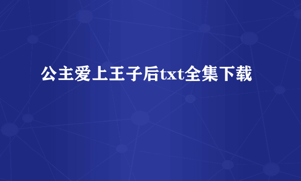 公主爱上王子后txt全集下载