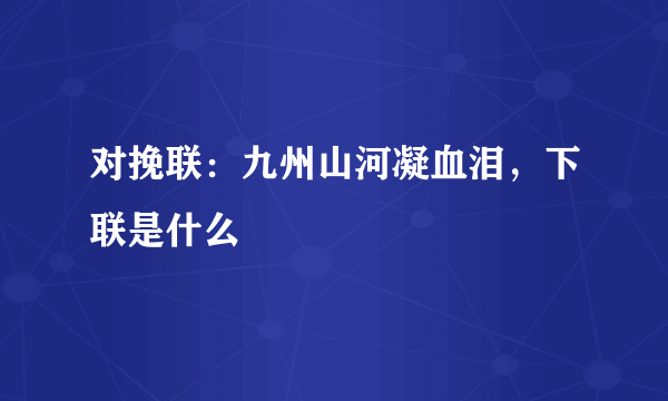 对挽联：九州山河凝血泪，下联是什么