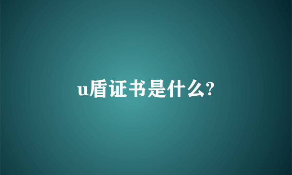 u盾证书是什么?