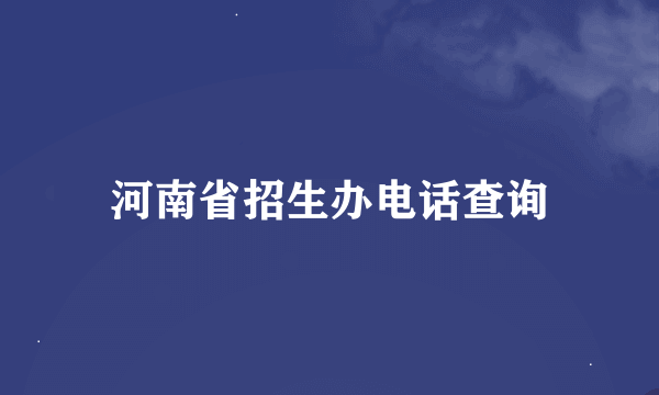 河南省招生办电话查询