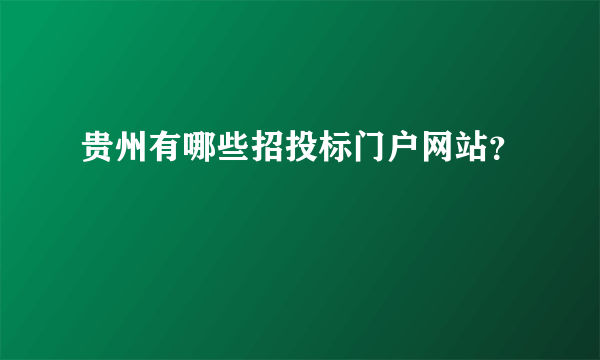 贵州有哪些招投标门户网站？