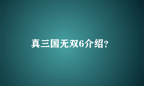 真三国无双6介绍？