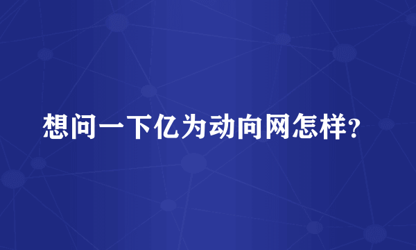 想问一下亿为动向网怎样？