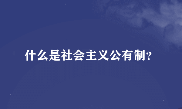 什么是社会主义公有制？