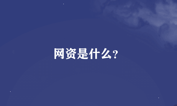 网资是什么？