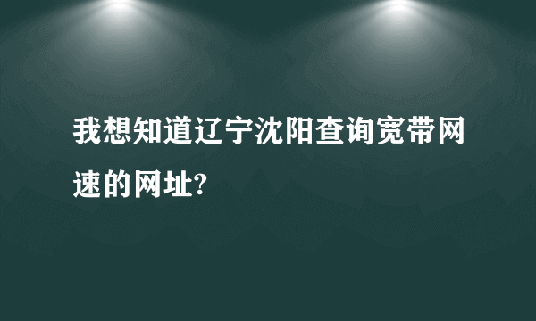 我想知道辽宁沈阳查询宽带网速的网址?