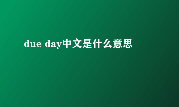 due day中文是什么意思