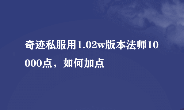 奇迹私服用1.02w版本法师10000点，如何加点