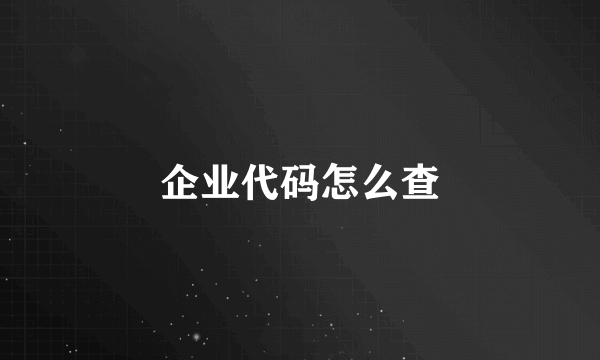 企业代码怎么查