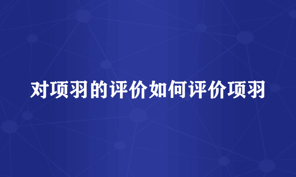 对项羽的评价如何评价项羽