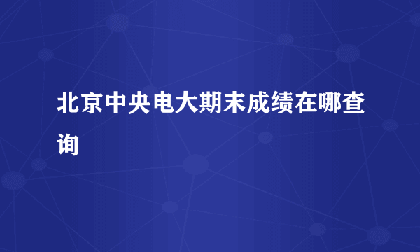 北京中央电大期末成绩在哪查询