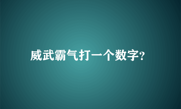 威武霸气打一个数字？