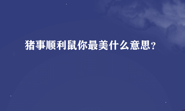 猪事顺利鼠你最美什么意思？