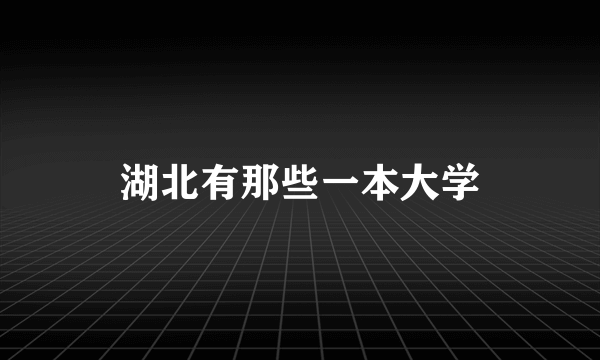 湖北有那些一本大学