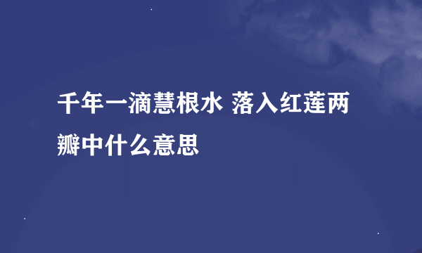 千年一滴慧根水 落入红莲两瓣中什么意思