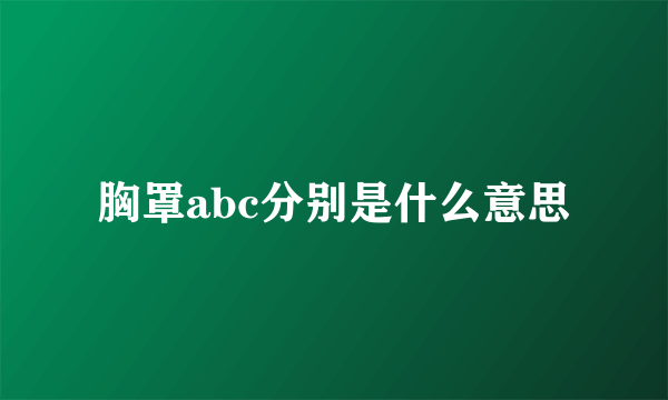 胸罩abc分别是什么意思