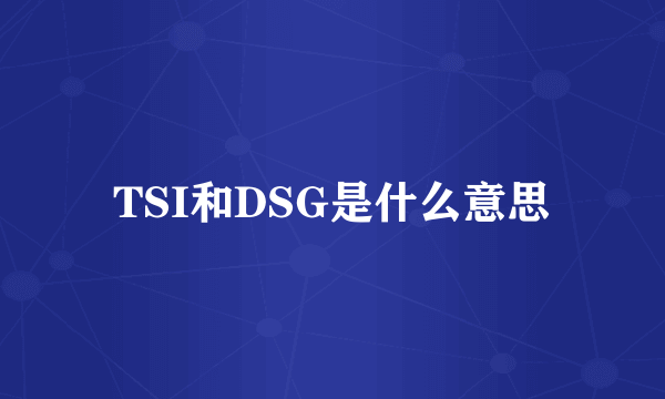 TSI和DSG是什么意思