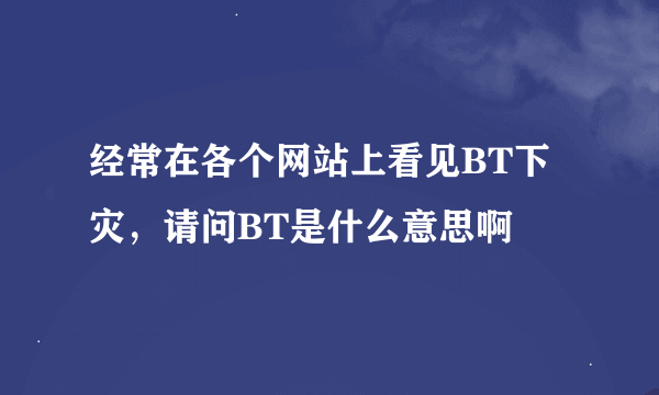 经常在各个网站上看见BT下灾，请问BT是什么意思啊