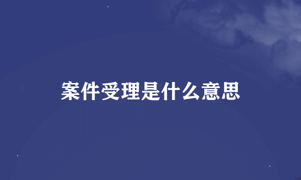 案件受理是什么意思