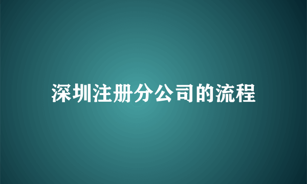 深圳注册分公司的流程